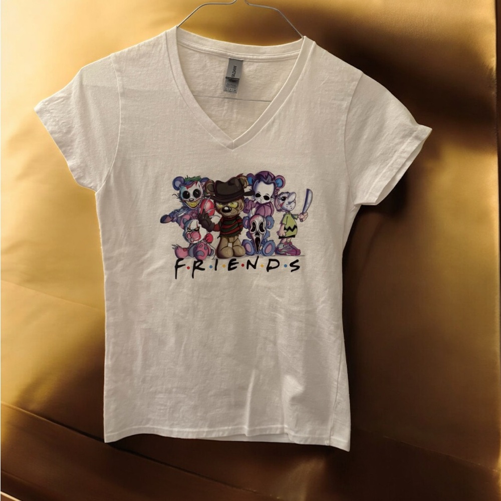 🩶 Handmade “FRIENDS” Horror Character Tee (One Available) Size Small New!!